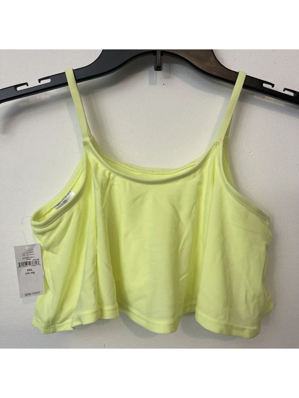 Gap Kids Girls XXL 14-16 Neon Yellow Ruffled Bikini Swim Top NWT! A752